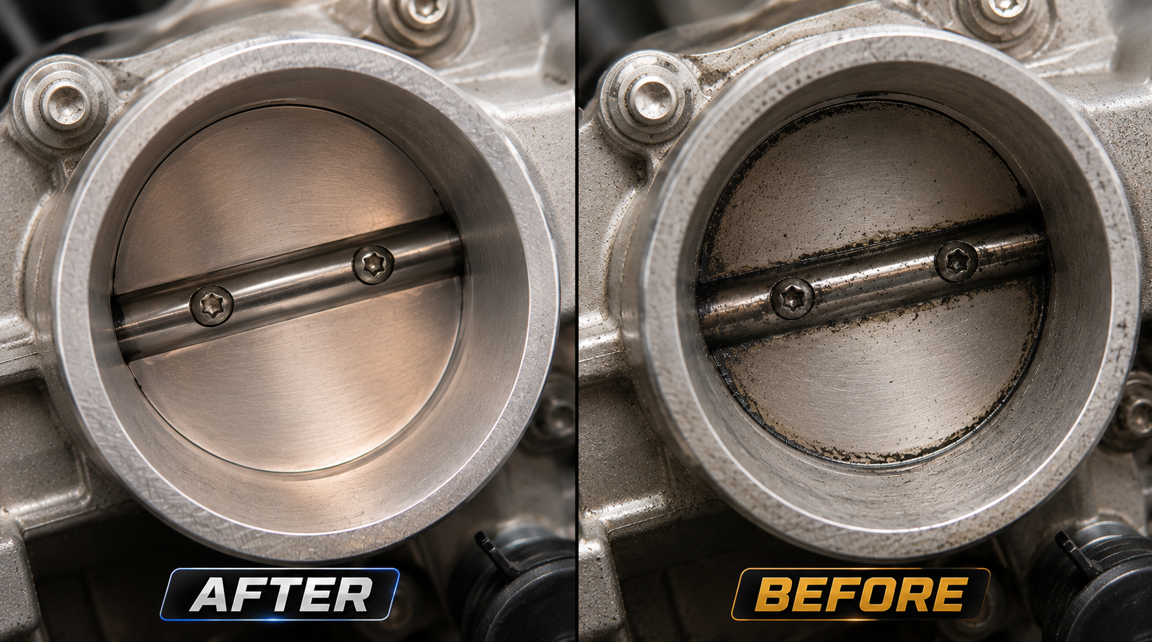 a clean throttle body vs a dirty throttle body
